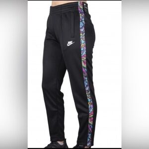 Nike Joggers Sweatpants Black Multicolor Trim Size Large Polyester Pockets Logo